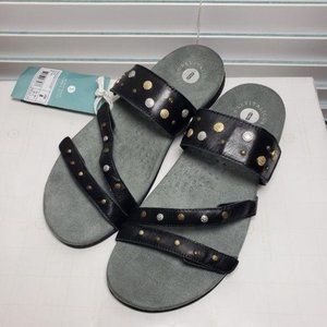 Revitalign Black Playa Open Toe Backless Slides